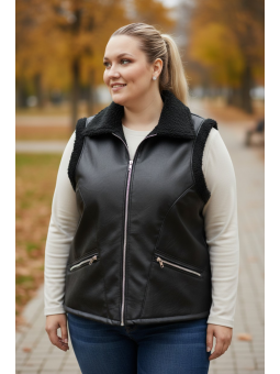 Chaleco de ecocuero con piel