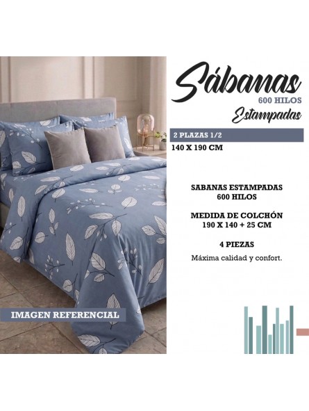 SABANAS 600 H PARIS 2 PLAZAS 1/2 ESTAMPADO