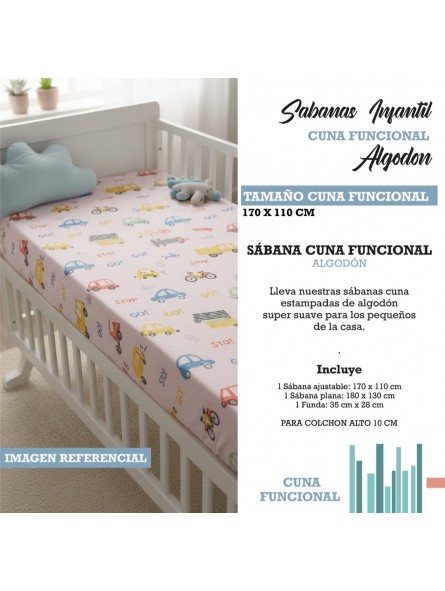 SABANA INFANTIL CUNA FUNCIONAL DE ALGODON