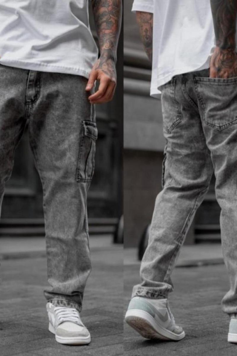 Pantalón mom cargo gris