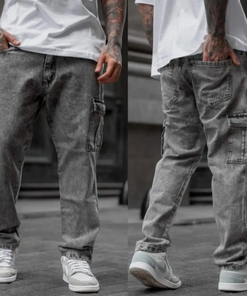 Pantalón mom cargo gris