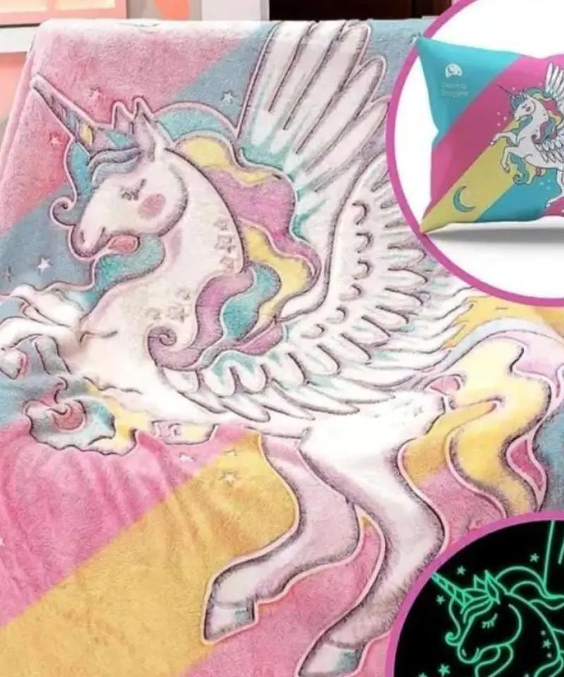 Manta Plush Luminosa  con funda de almohada