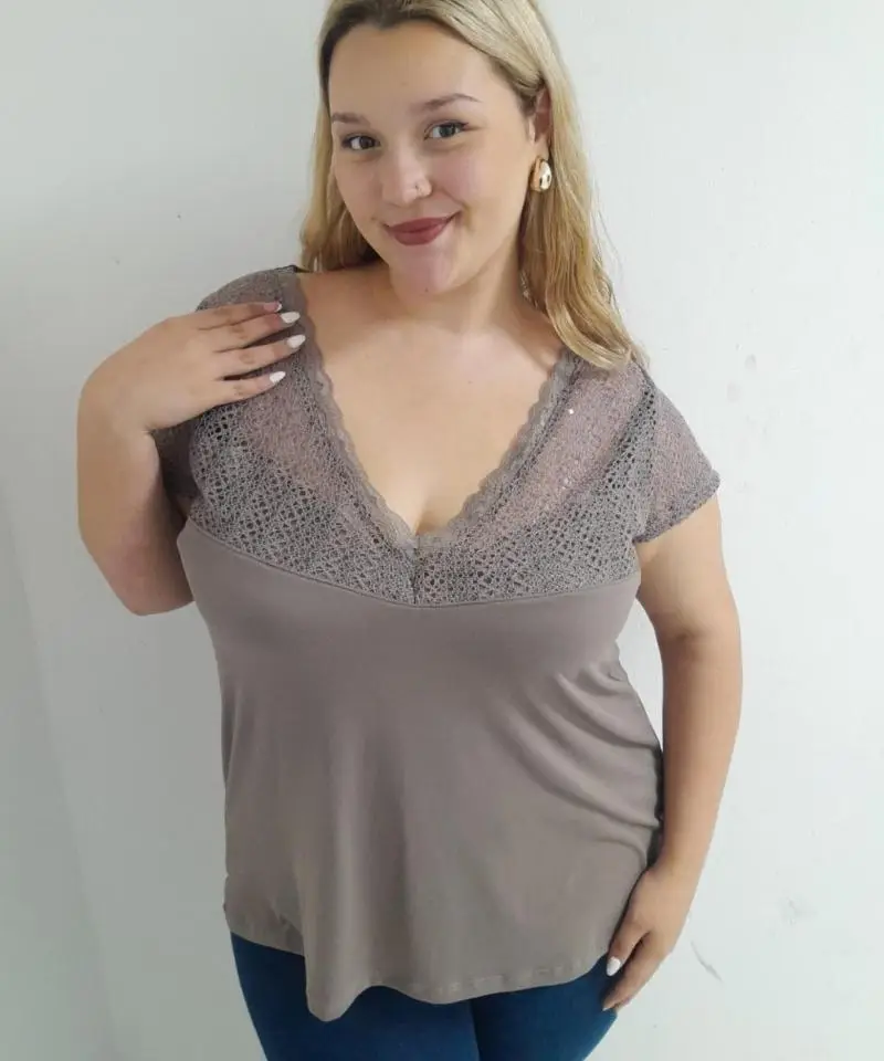 Blusa con lentejuelas brillosas vison